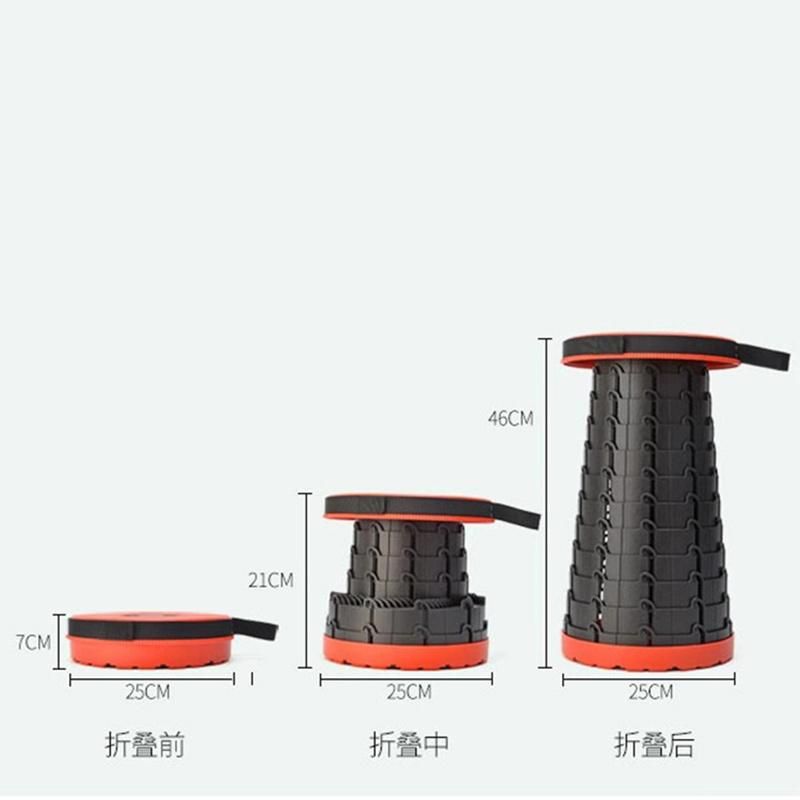 Portable Camping Chair Retractable Telescopic Stool Lightweight Safe Foldable Fishing Chair Outdoor Furniture with Shoulder and Hand Straps Wbb13161