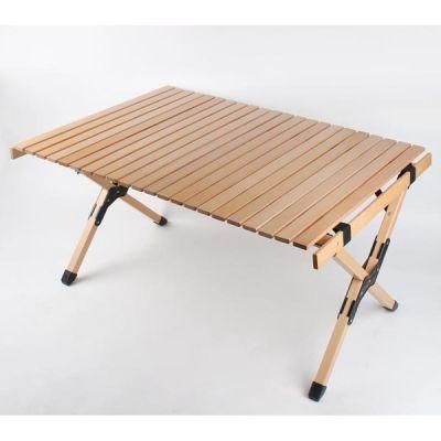 Custom Low Price Folding Egg Roll Table Octagonal Folding Picnic Table Wooden Roll-Table