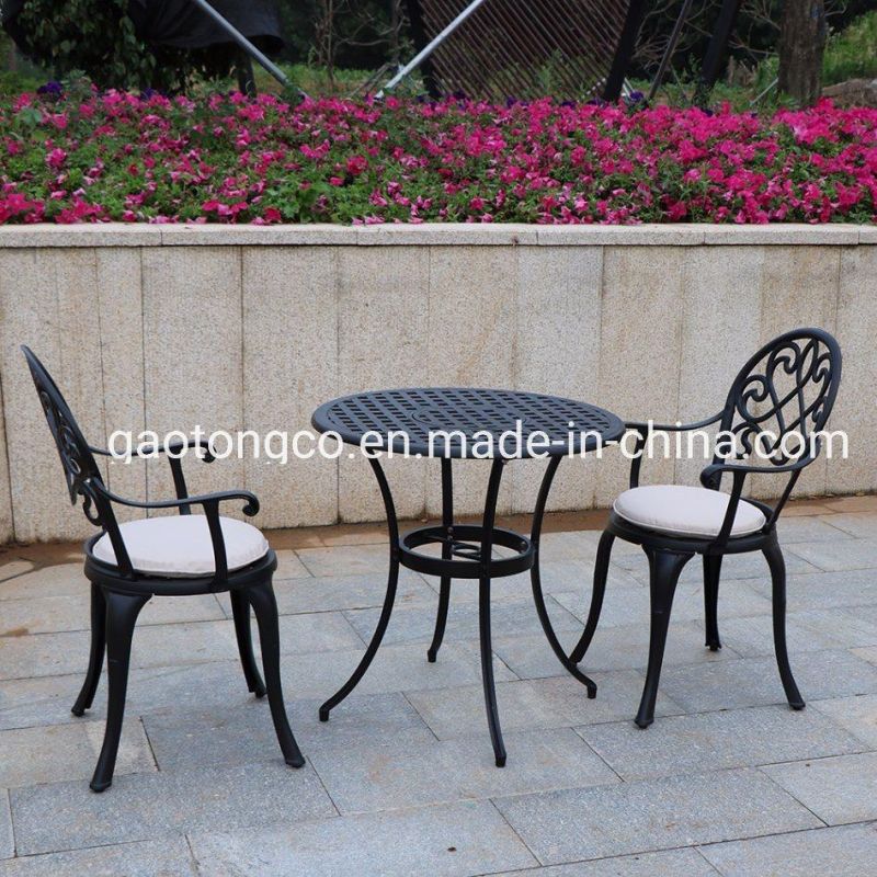 All Weather Outdoor Cast Aluminum Garden Furniture 5-Piece BBQ Table Set in Black