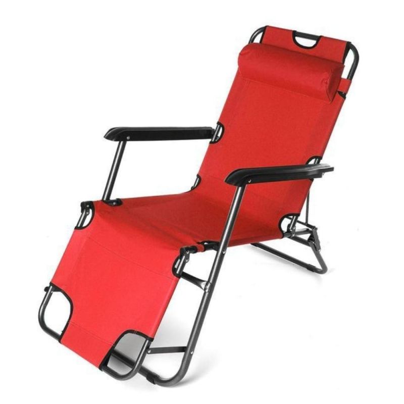 Outdoor Folding Adjustable Beach Lounge Chair Terrace Chair with Cushion Bed Camping Chair Wyz19551