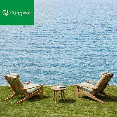 Grade-a Teak Wood Adirondack Chair with Green Pillows for Garden
