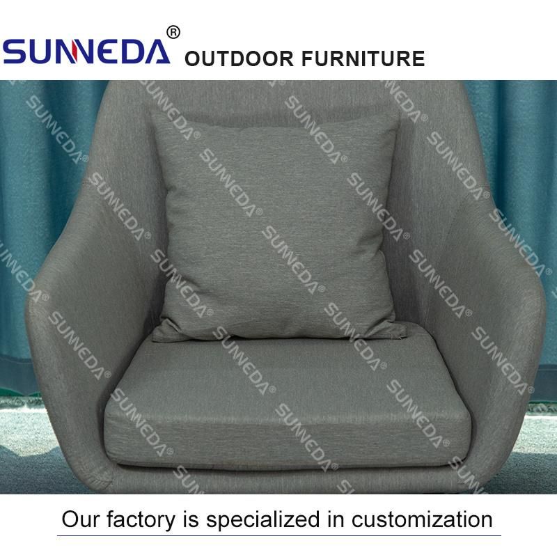 Outdoor Furniture Aluminum Leisure Villa Garden Hotel Backyard Blue Sofa with Cushion Table