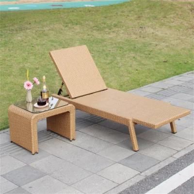 Chinese Modern Outdoor Garden Home Hotel Rattan Furniture Sunbed Daybed Double Chaise Lounge Sun Lounger