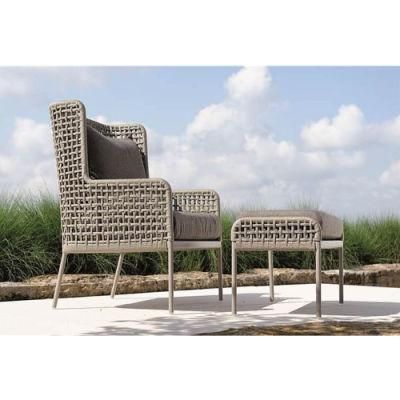 Powder Coated Aluminum Rope Outdoor Chair with Ottoman