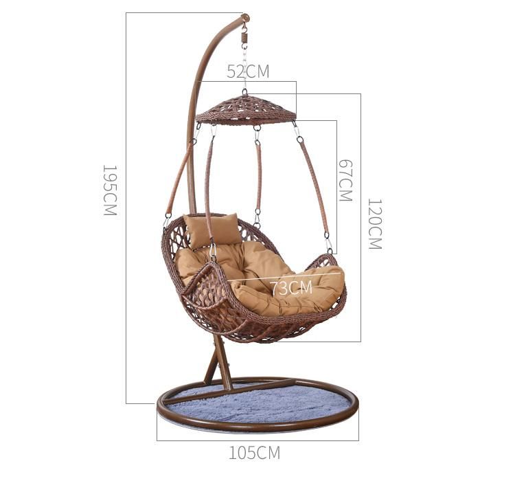 Luxury Hanging Rattan Patio Leisure Padded Cushion Garden Swing Chair