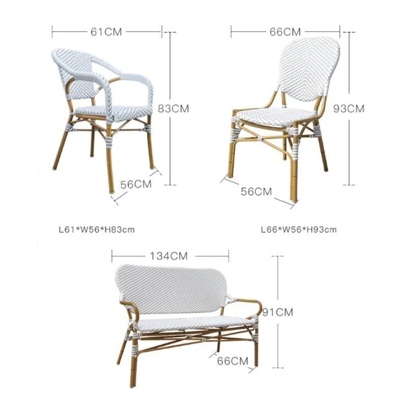 Cafe Outdoor Patio Furniture Rattan Garden Diner Bamboo Chair White