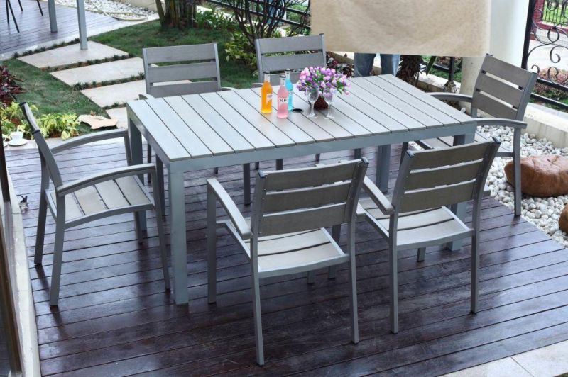 Appealing Geometric Area Rug Idea and Awesome Polywood Outdoor Furniture Plus Square Table with Potted Flower Centrepiece