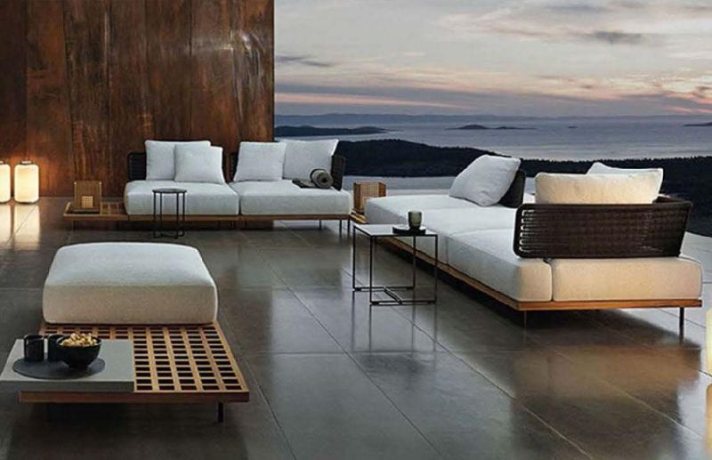 China Professional Manufacturer Garden Sofa Home Hotel Outdoor Furniture Big Sectional L Shape Outdoor Corner Sofa