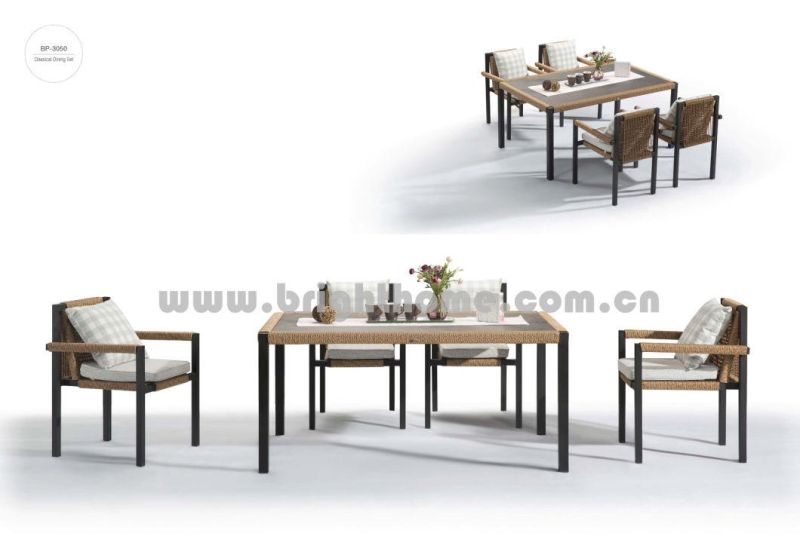 Aluminium PE Rattan Outdoor Dining Furniture