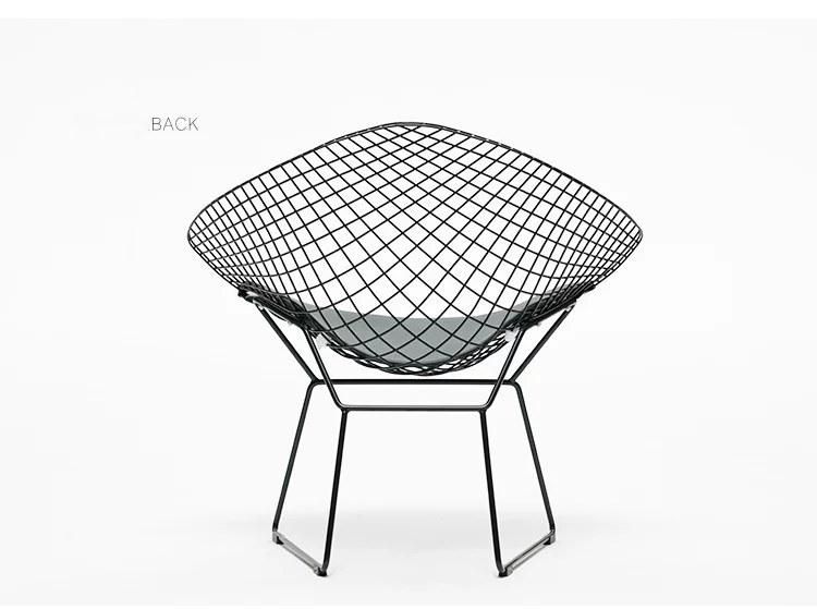 Antique Dining Chair Europe Style Metal Wire Restaurant Garden Relaxing Lounge Chair with Cushion