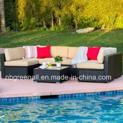 7PCS U Shape Outdoor Gazebo Patio Brown Wicker Sectional Sofa Set Furniture