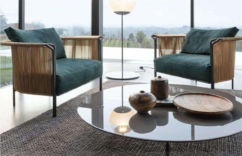 Hot Selling Customized out Door Furniture Hotel Villa Project Waterproof New Luxury Modern Patio Aluminum Rope Outdoor Leisure Chair Sofa