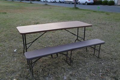 Cafe Sets Wood Looked Folding in Half Table and Bench Sets