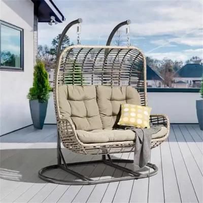 Rattan Swing Patio Garden Weave Hanging Chair with Cushion