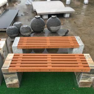 PVC Wood Top with Polished Onyx Legs Patio Bench