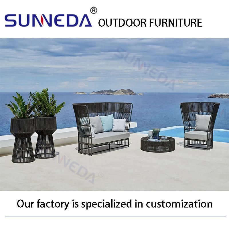 Hotsale Durable Aluminium Metal Wicker Rattan Crafted Furniture Set