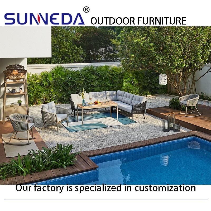 Cando Garden Furnitures Aluminum Frame Woven Rattan Wicker Outdoor Sofa Sets