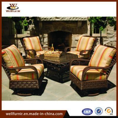 4-Seater Outdoor Leisure Sofa Set with Swivel Chair Table (WF-050016)