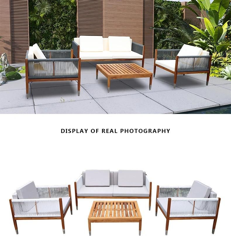 4 PCS Aluminum Sling Rope Garden Sofa Furniture Patio Sofa Set for Outdoor