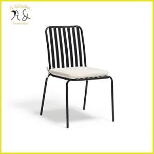 Industrial Style Powder Coated Outdoor Metal Aluminium Dining Chair with Seat Pad