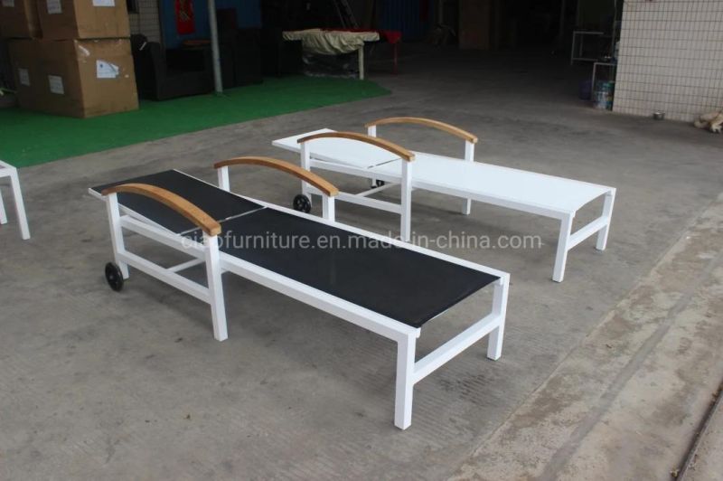 Garden Single Textiline Chaise Sun Lounger Outdoor Furniture with Table
