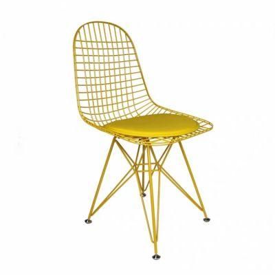 Black Stylish Modern Dining Stakcable Metal Wire Bend Side Chair Outdoor Garden Lounge Metal Wire Chair