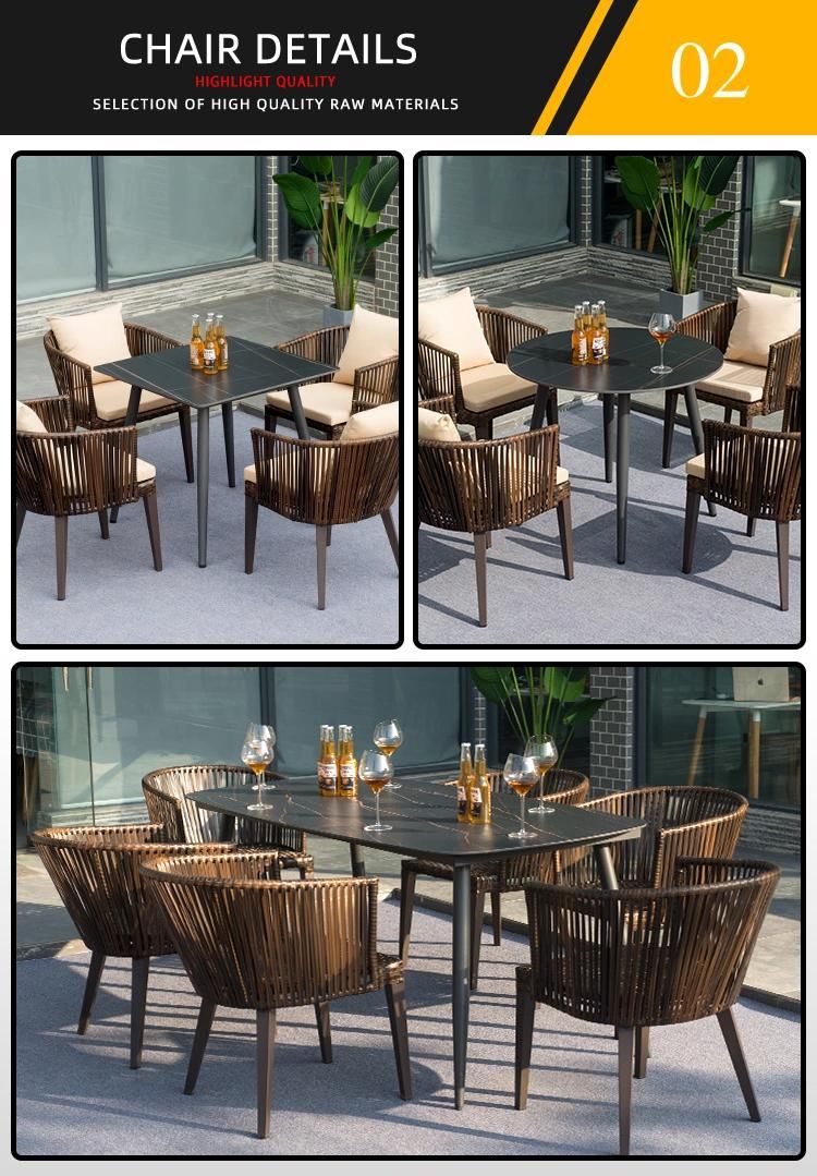 Outdoor Black Rock Board Pattern Rattan Chair/Terrace Garden Patio Table and Chair