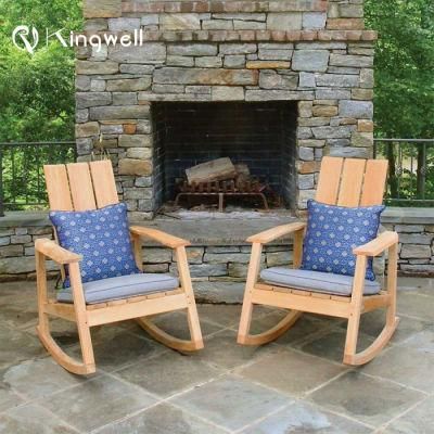 Countryside Courtyard Teak Wood Adirondack Rocking Chair with Colorful Cushion