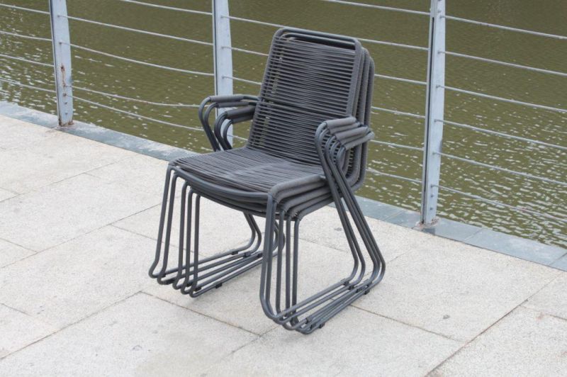 OEM Metal Customized Foshan Black Patio Dining Set for 6