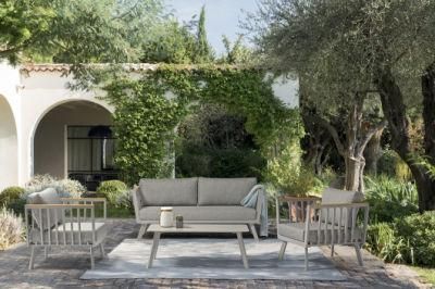 Modern Home Garden Outdoor Aluminium Frame Fabric Furniture Sofa with Coffee Table