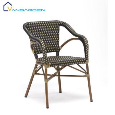 Popular Rattan Outdoor Bistro Modern Cane Webbing Lounge Chair French Outdoor Dining
