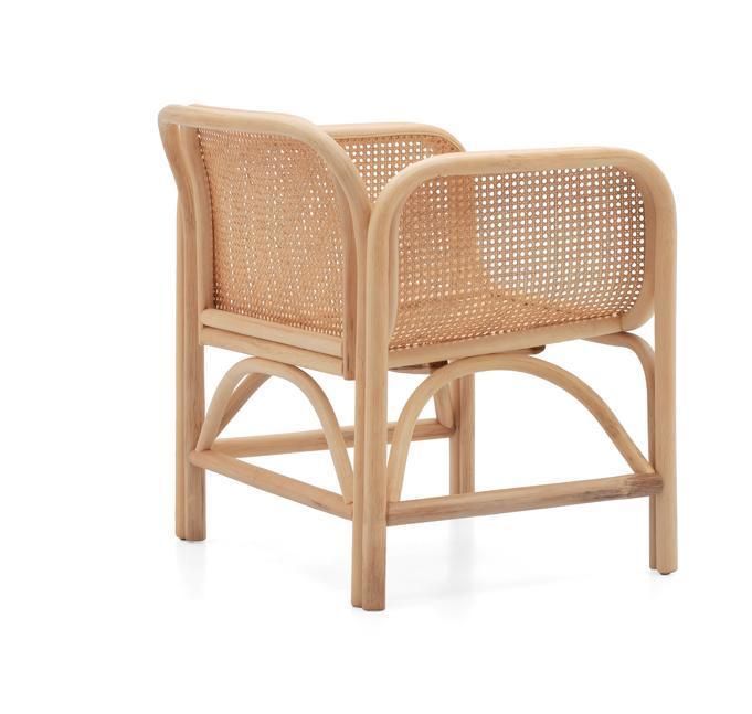 Commercial Grade Natural Cane Armchair Wood Frame Rattan Back Hotel Cafe Restaurant Recliner Rattan Chair