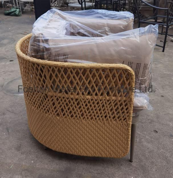 Outdoor Hotel Restaurant Patio Garden Rope Rattan Aluminum Wicker Sofa
