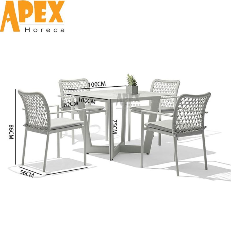 High Quality Outdoor Hotel Leisure Stacked Aluminum Rope Dining Chair