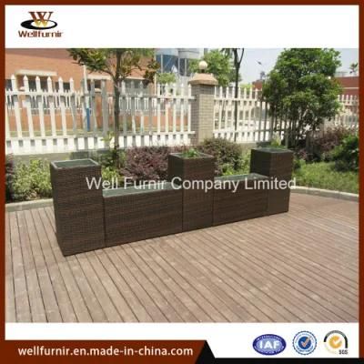 Outdoor Garden Flowerpot Wicker Furniture/Poly-Rattan Pots 5-Piece Planter Set