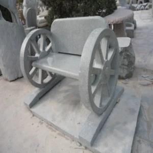 Stone Material Factory Garden Granite Bench with Back and Wheel