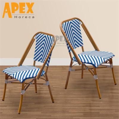 Outdoor Stackable Cafe Restaurant Aluminum Rattan Paris Bistro Chair Wholesale