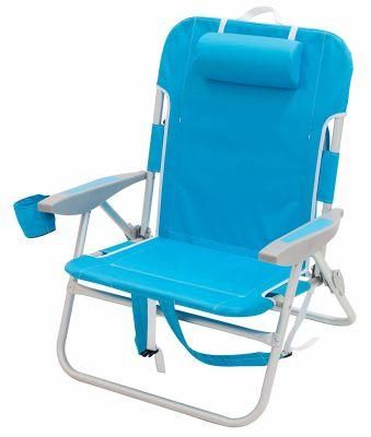 Deluxe 4 Position Lightweight Portable Folding Steel Backpack Chair with Cup Holder.
