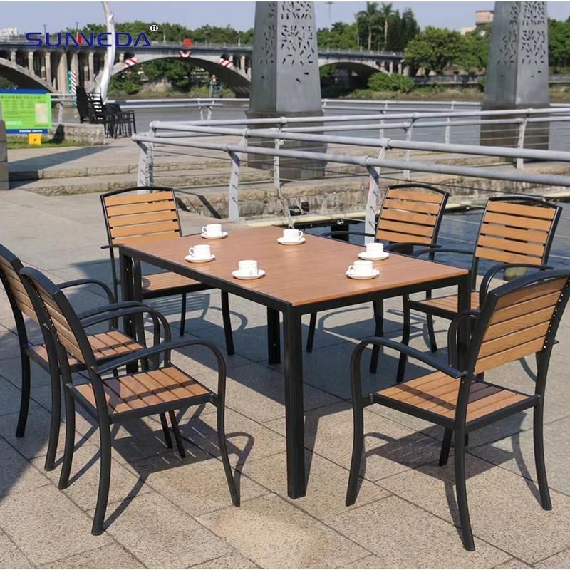Outdoor Plastic Wood Chair High Quality Low Price with Stacked Structure