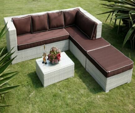 Black Rattan Lounge Chair with Ottoman
