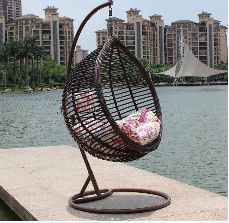 Modern Garden Metal Frame Rattan Basket Handing Egg Swing Chair