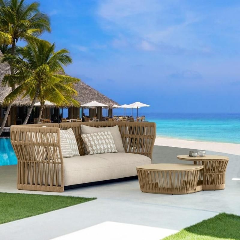 Nordic Outdoor Rope Sofa Combination Aluminum Alloy Frame Hotel Garden Sofa