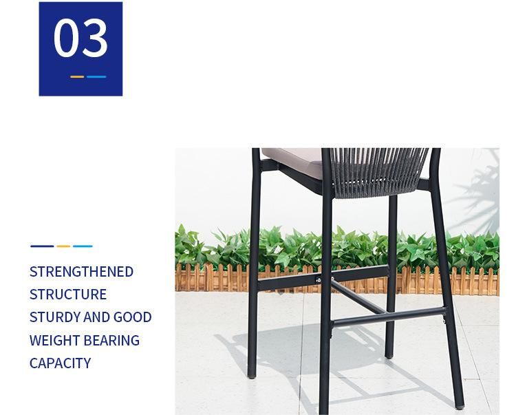 Vangarden Patio Outdoor Garden Aluminum Rope Bar Chair