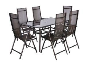 Outdoor Garden Sets Hotel Restaurant Textilene Chair Table Dining Furniture with Umbrella