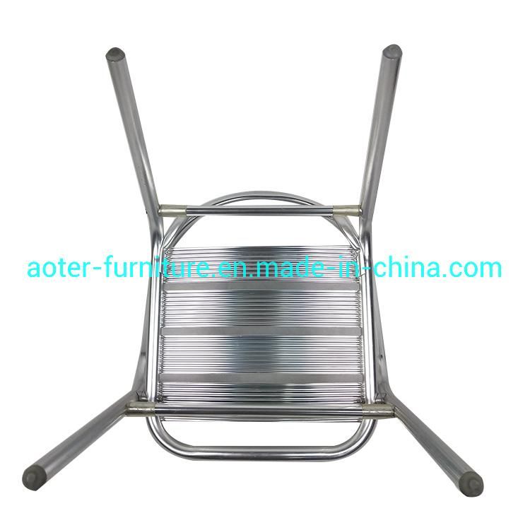 Coffee Shop Bar Outdoor Use Cheap Logo Ads Aluminum 7 Slats Dining Chair