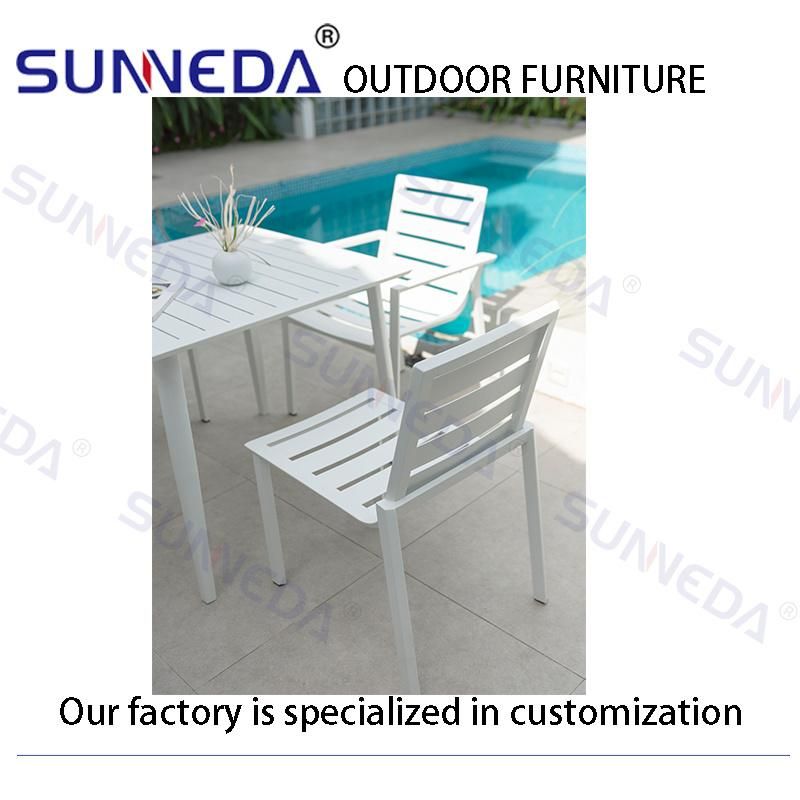 Modern Furniture Garden Outdoor Indoor Beach Hot Selling Aluminum Stackable Table Chair Set