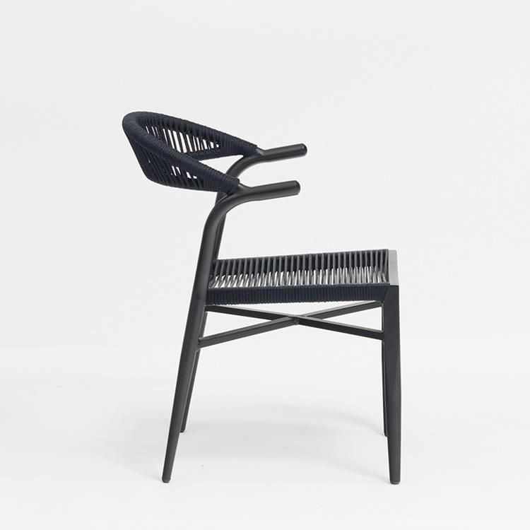 Black Cheap Aluminum Chairs with Round Cotton Rope Kids Park Bench Garden Furniture