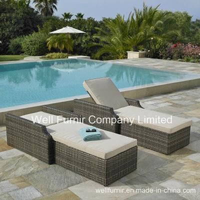 2018 2-Pk Hampton Rattan Chaise Lounge / Wicker Sun Lounger