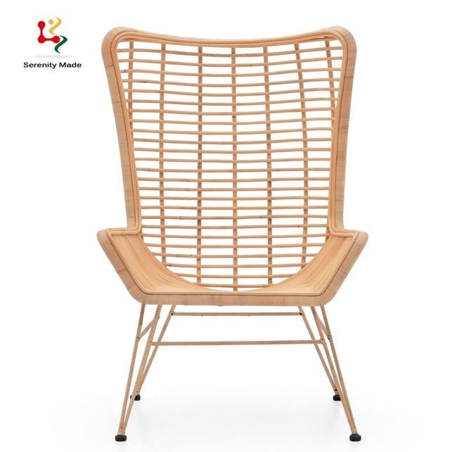 Grid Design Beautiful Garden Creative Art Small Economic Balcony Leisure Real Rattan Chair