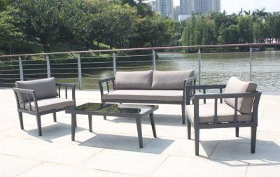 Outdoor Furniture Garden Yard Rattan Wicker Lounge Sofa Set with Round Coffee Table